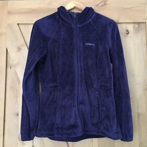 COLUMBIA Full Zip Fleece Hooded Jacket Blue Size M Hoodie